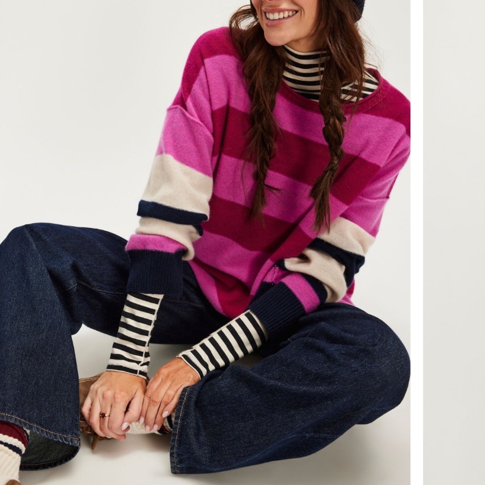 NWT Free People Addie Stripe Cashmere Sweater, XS